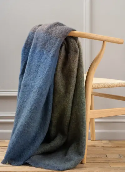 Grey & Blue Mohair Throw